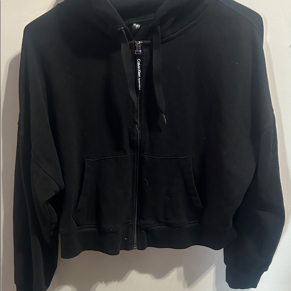 Calvin Klein Black performance cropped Hoodie